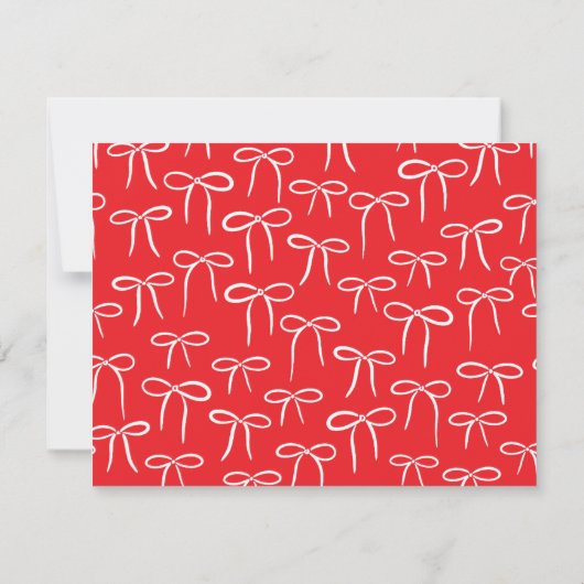 Carte De Correspondance Festive Red Simple Bow Papier personnel (Dos)