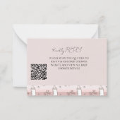Carte De Correspondance Fête bébé : Code QR à rayures rose poussiéreux (Devant)