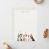 Carte De Correspondance Fête d'anniversaire de chien mignonne aux aquarell (Devant/Arrière en situation)