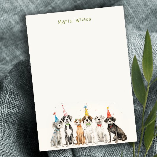 Carte De Correspondance Fête d'anniversaire de chien mignonne aux aquarell