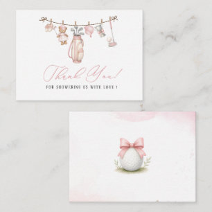 Carte De Correspondance Fête de bébé fille de golf élégante aquarelle prep