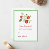 Carte De Correspondance Fête de la Saint-Valentin miniature fraise à l'aqu (Devant/Arrière en situation)