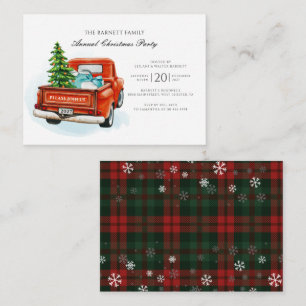 Carte De Correspondance Fête de Noël en famille avec arbre et camion rouge