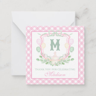 Carte De Correspondance Fête de premier anniversaire avec monogramme en ar