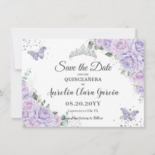 Carte De Correspondance Fête de Quinceañera Fleur de Lilas Lavande Enregis