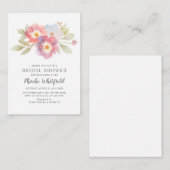 Carte De Correspondance Fête des mariées Aquarelle Florale Moderne Botaniq (Devant / Derrière)