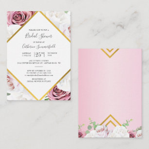 Carte De Correspondance Fête des mariées géométrique Rose rose Floral