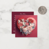 Carte De Correspondance Fête des mères Coeur floral (Devant/Arrière en situation)