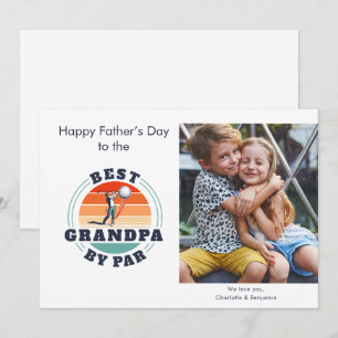 Carte De Correspondance Fête des pères Enfants Photo Retro Golf Papa