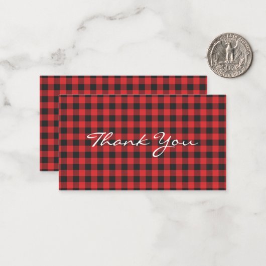 Carte De Correspondance Fête Rouge Buffalo Plaid Rustique Bûcheron (Devant/Arrière en situation)