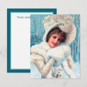 Carte De Correspondance fête vintage dame de Noël ajouter un sentiment