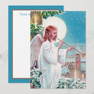Carte De Correspondance fête vintage Noël Angel ajouter un sentiment
