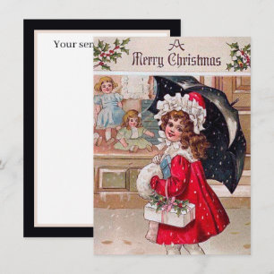 Carte De Correspondance fête vintage shopping girl ajouter sentiment