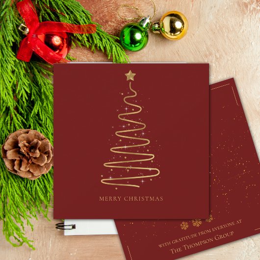 Carte De Correspondance Fêtes d'entreprise Joyeux Noël Rouge et or