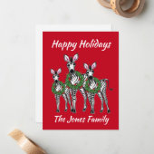 Carte De Correspondance Fêtes Zèbres, guirlande de Noël festive (Devant/Arrière en situation)