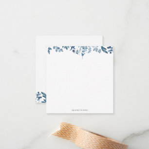 Carte De Correspondance feuillage bleu notes personnalisées