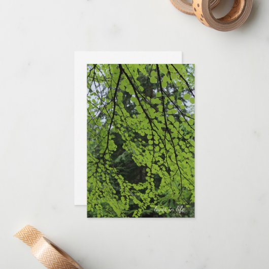 Carte De Correspondance Feuillage de l'arbre de printemps (Devant/Arrière en situation)