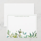 Carte De Correspondance Feuillage rustique Botanique Légère Bordure (Devant / Derrière)