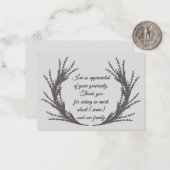 Carte De Correspondance Feuille d'aquarelle pour après funérailles Merci C (Devant/Arrière en situation)