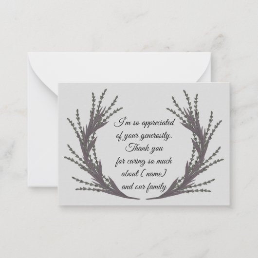 Carte De Correspondance Feuille d'aquarelle pour après funérailles Merci C (Devant)