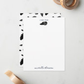 Carte De Correspondance Feuille d'été noir et blanc Tropical Motif (Devant/Arrière en situation)