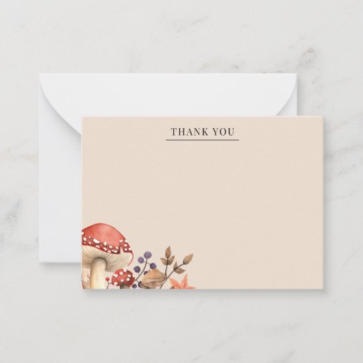 Carte De Correspondance Feuilles d'automne et champignons Merci (Devant)