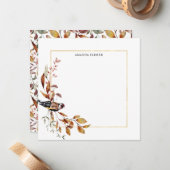 Carte De Correspondance Feuilles d'automne rustiques chaudes et oiseaux (Devant/Arrière en situation)