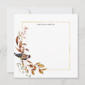 Carte De Correspondance Feuilles d'automne rustiques chaudes et oiseaux (Devant)