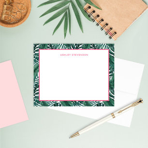 Carte De Correspondance Feuilles de Monstera de Palme Tropicale Nom Person