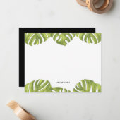 Carte De Correspondance Feuilles de palmiers verts tropicaux (Devant/Arrière en situation)