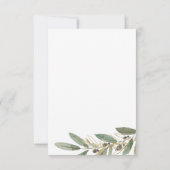Carte De Correspondance Feuilles Faux Gold et Olive | Monogramme Mariage (Dos)