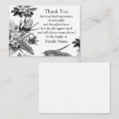 Carte De Correspondance Feuilles Noires Et Blanches Après Les Funérailles (Devant / Derrière)