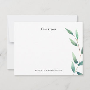 Carte De Correspondance Feuilles Vertes Merci Couple Personnalisé