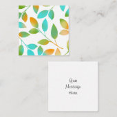 Carte De Correspondance Feuilles verts Aqua Orange (Devant / Derrière)
