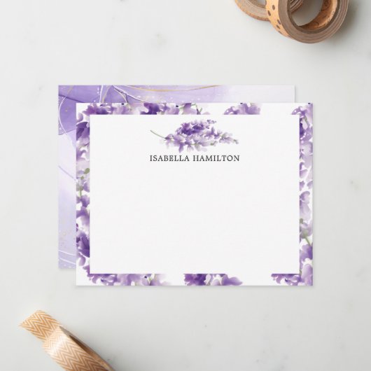 Carte De Correspondance Fiche papier Mariage Lavender (Devant/Arrière en situation)