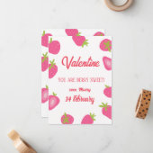 Carte De Correspondance Fille aux fraises Douce Saint-Valentin (Devant/Arrière en situation)