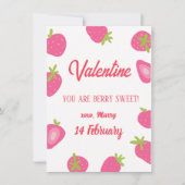 Carte De Correspondance Fille aux fraises Douce Saint-Valentin (Devant)