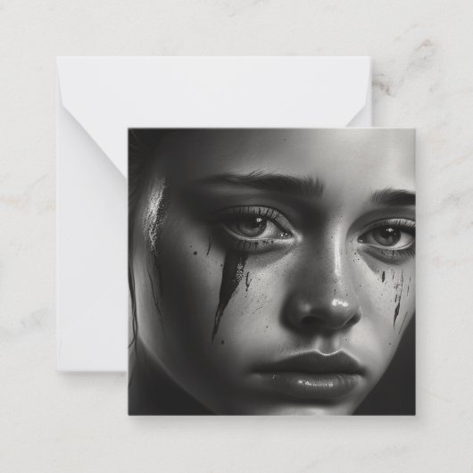 Carte De Correspondance Fille avec des larmes (Devant)