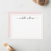 Carte De Correspondance Fille Blush Bordure Stylish Script de calligraphie (Devant/Arrière en situation)