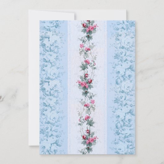 Carte De Correspondance Fille Chic Roses rose et bleu (Devant)