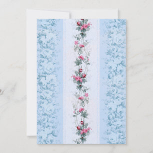 Carte De Correspondance Fille Chic Roses rose et bleu