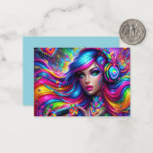 Carte De Correspondance Fille de gamer cool ajouter un message (Devant/Arrière en situation)