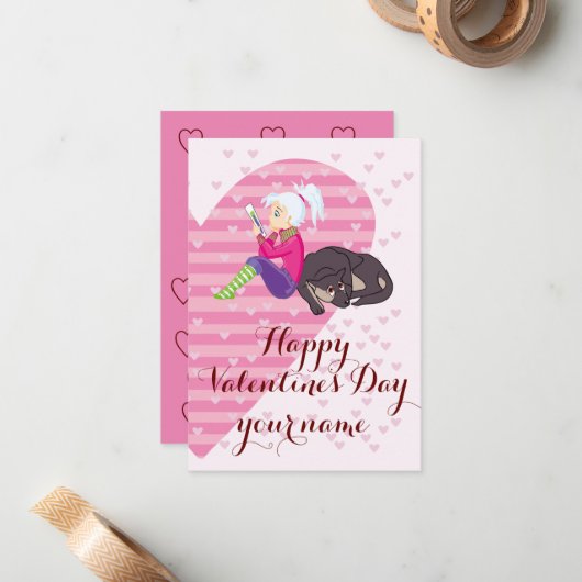 Carte De Correspondance Fille Être amoureuse (Devant/Arrière en situation)