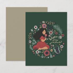 Carte De Correspondance Fille mignonne et fleurs - Fleur où vous êtes plan