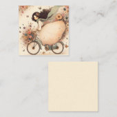 Carte De Correspondance Fille Whimsical sur un vélo (Devant / Derrière)