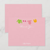 Carte De Correspondance Filles Baby shower Merci Note (Devant / Derrière)