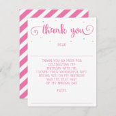 Carte De Correspondance Filles Message Personnalisé Remplir En Merci (Devant / Derrière)