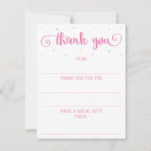 Carte De Correspondance Filles Pink Script Remplir Dans Le Merci Blanc (Devant)