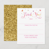 Carte De Correspondance Filles remplissez l'espace vide aquarelle merci (Devant / Derrière)