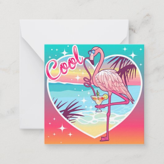 Carte De Correspondance Flamant rose cool (Devant)